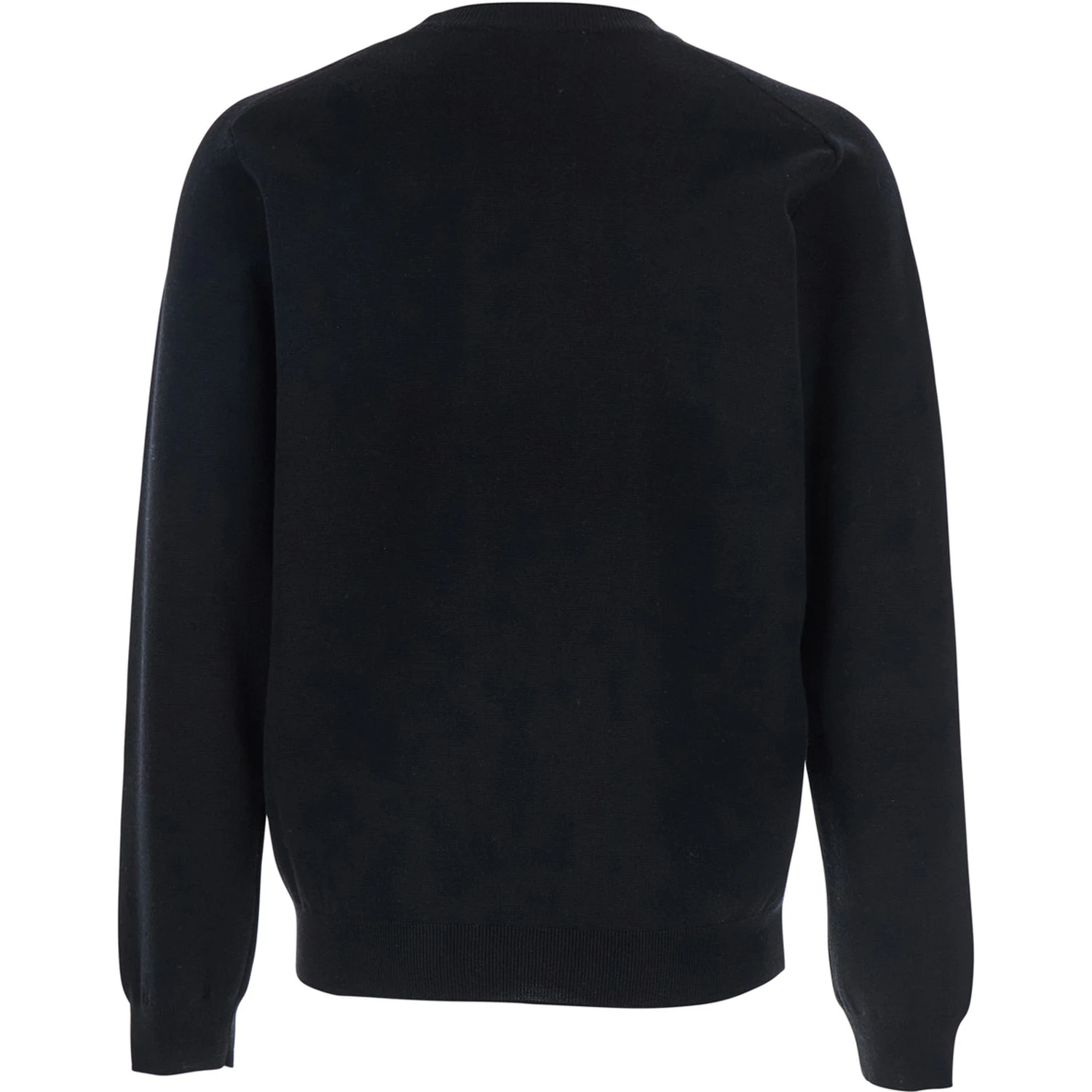 Black Crew Neck Sweater with Fox Patch on the Front in Wool Man