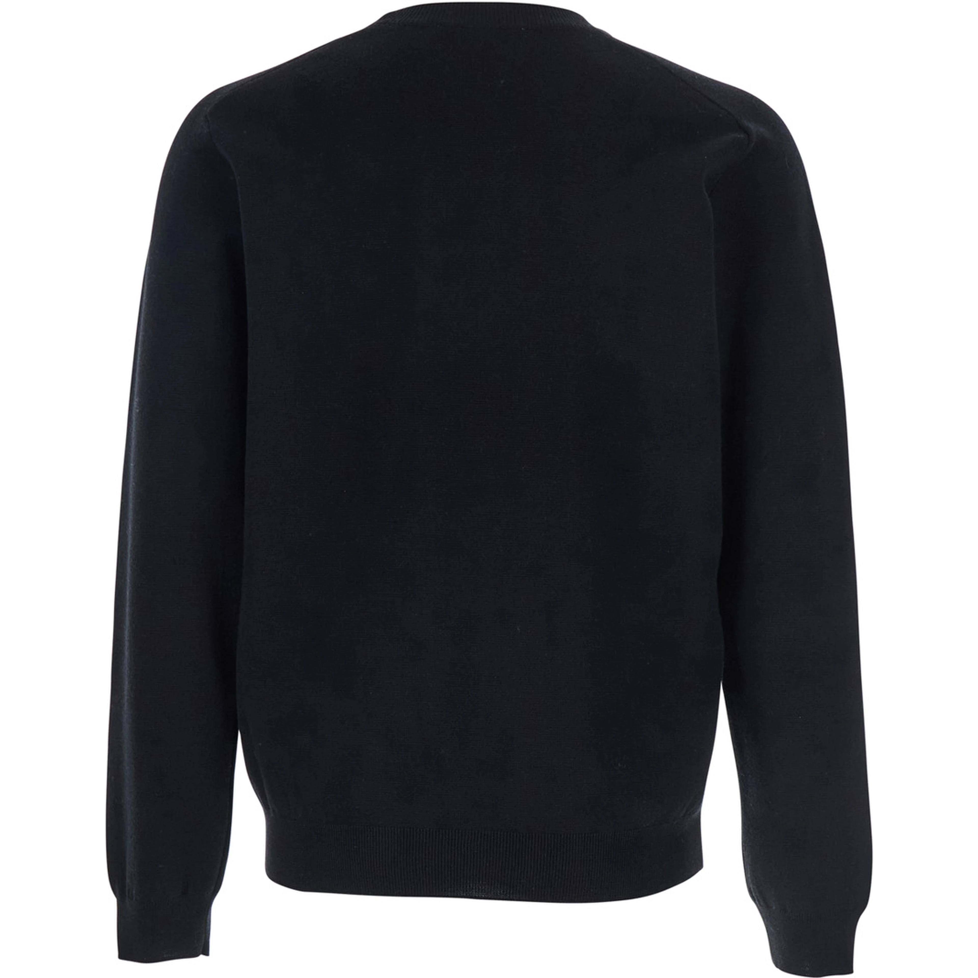 Black Crew Neck Sweater with Fox Patch on the Front in Wool Man