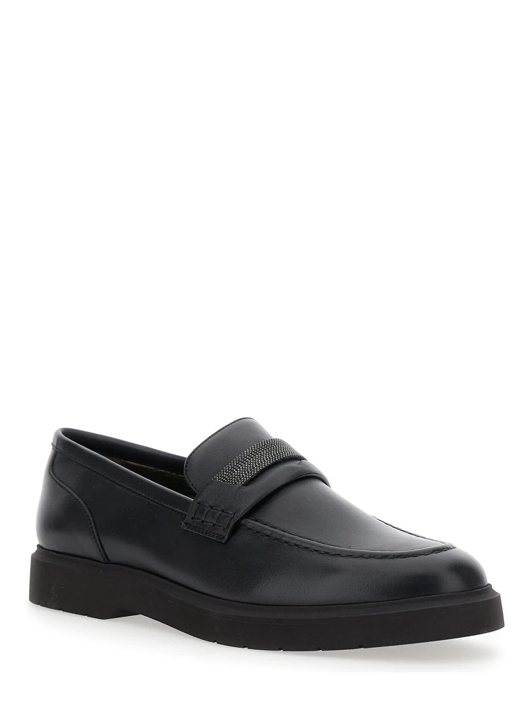 Black Loafers with Monil Detail on the Front in Smooth Leather Woman alternative
