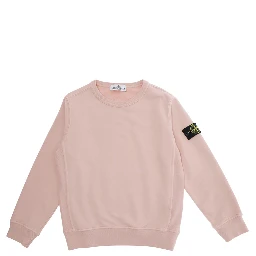 Pink Crewneck Sweatshirt with Logo Patch on the Sleeve in Cotton Boy
