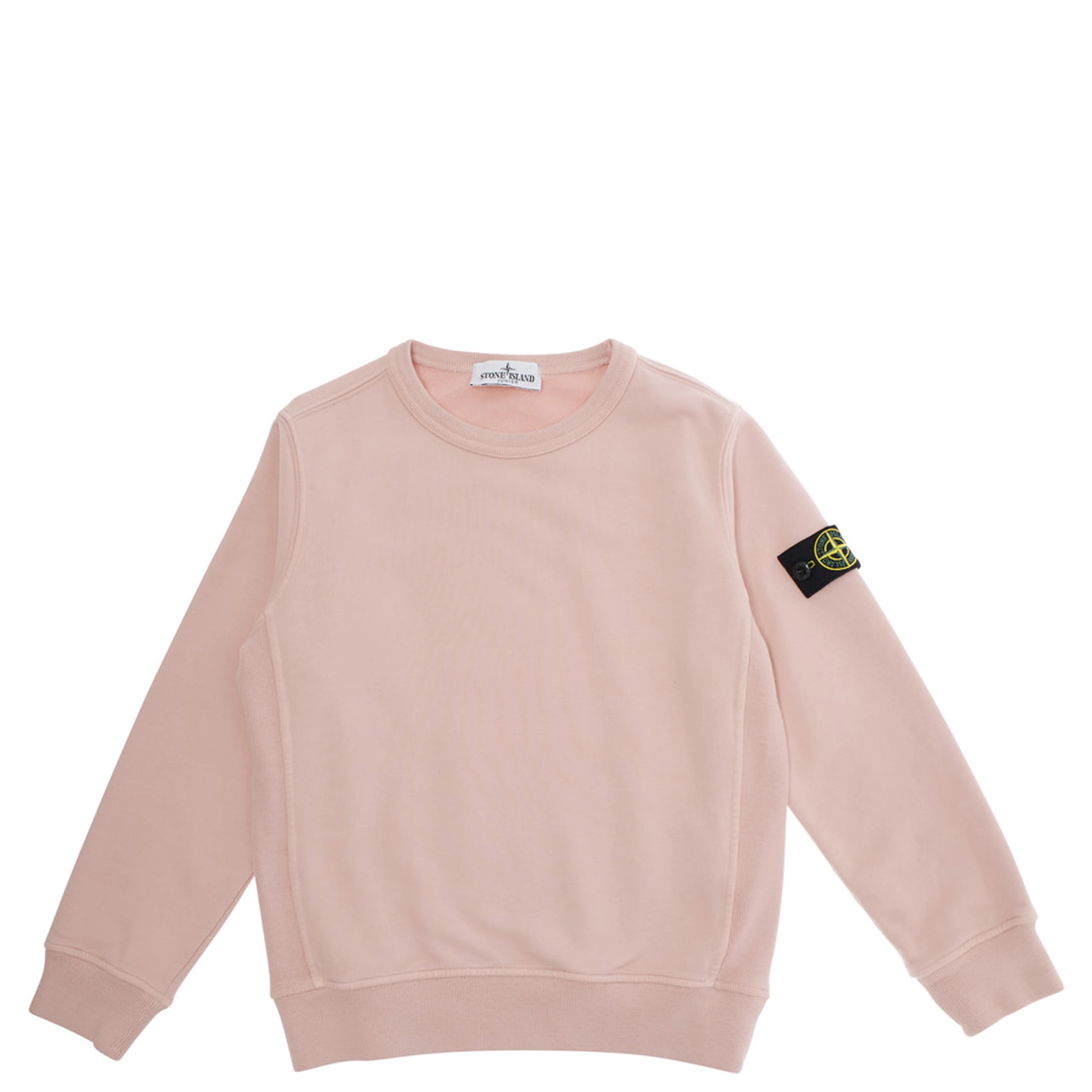 Pink Crewneck Sweatshirt with Logo Patch on the Sleeve in Cotton Boy