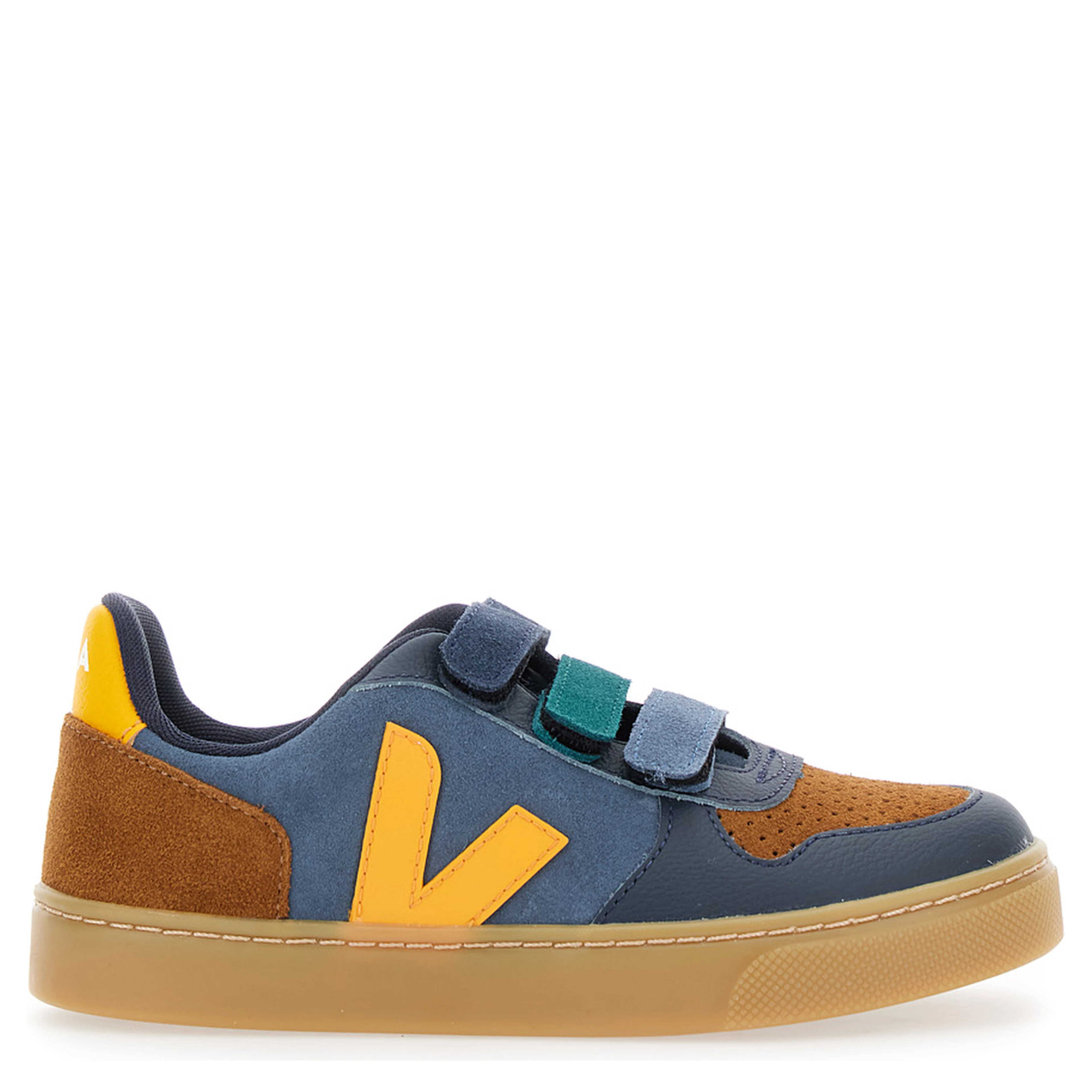 V-10 Multicolor Low Top Sneakers with Logo Patch on the Side and Logo Lettering on the Heel in Suede Boy