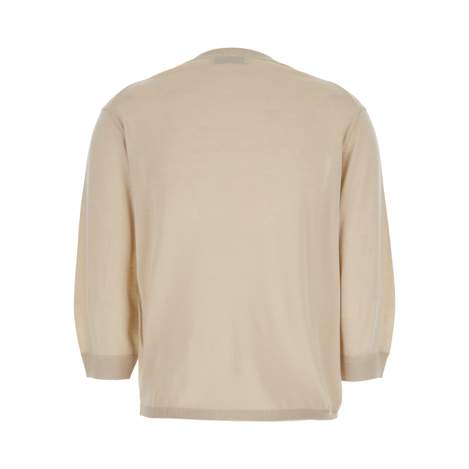 Amici Beige Sweater with Three-Quarter Sleeves in Virgin Wool Woman