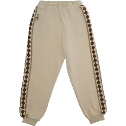 Gio White Pants with Elastic Drawstring Waist and Embroidery on the Side in Cotton Girl