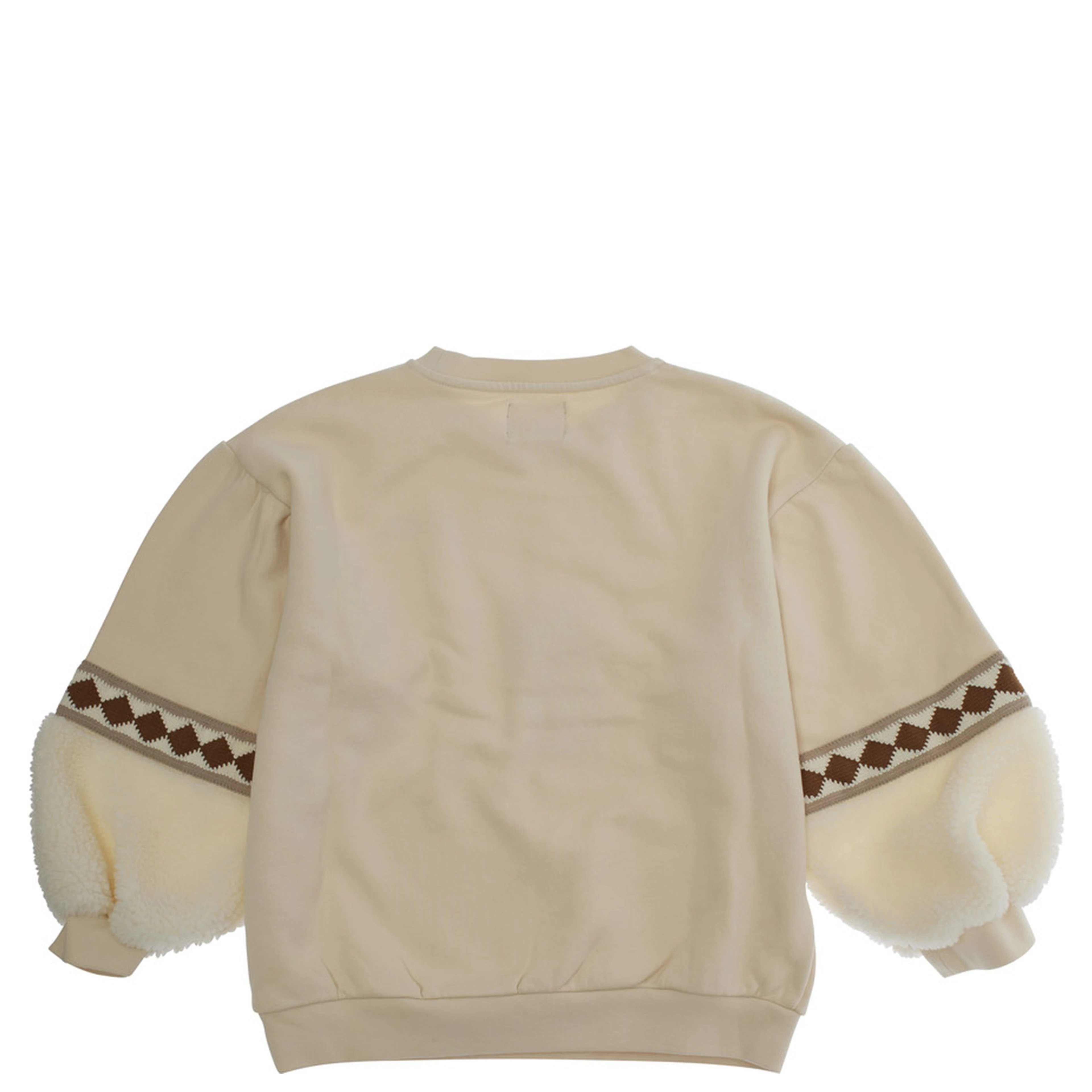 White Mati Crewneck Sweatshirt with Embroidery on the Sleeve and Logo Lettering on the Front in Cotton Girl