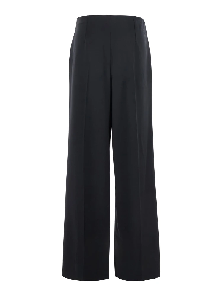 Black Pants with Front Pences and Wide Leg in Wool Woman alternative