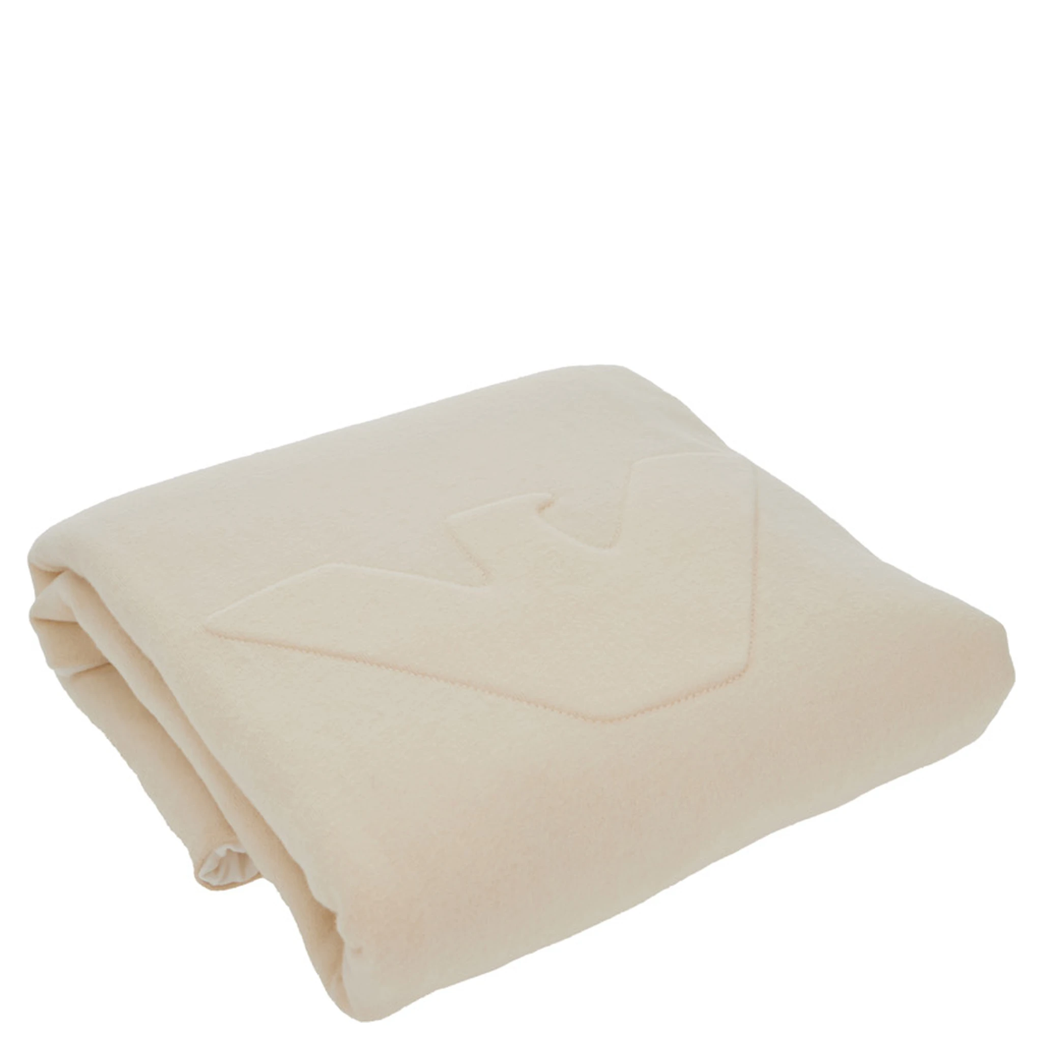 Beige Blanket with Logo Embroidery on the Front in Cotton Home