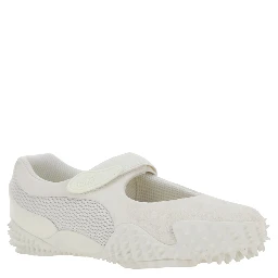 Mostro Fey White Sneakers with Touch-Strap Closure and Rubber Sole with Cleats in Suede and Mesh Man