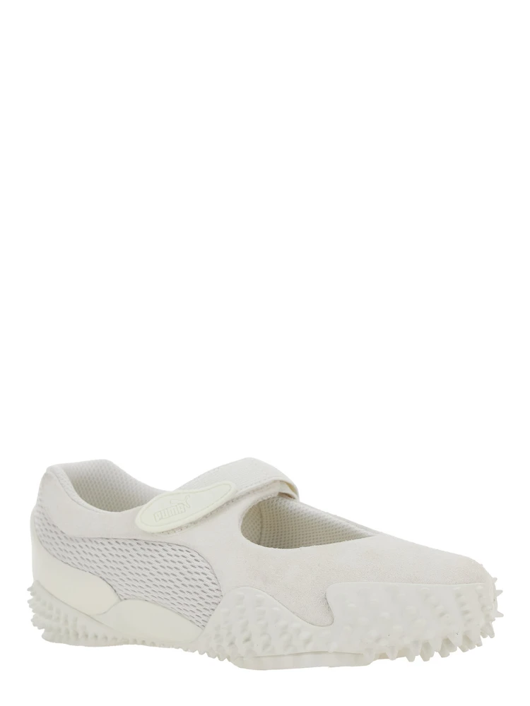 Mostro Fey White Sneakers with Touch-Strap Closure and Rubber Sole with Cleats in Suede and Mesh Man alternative
