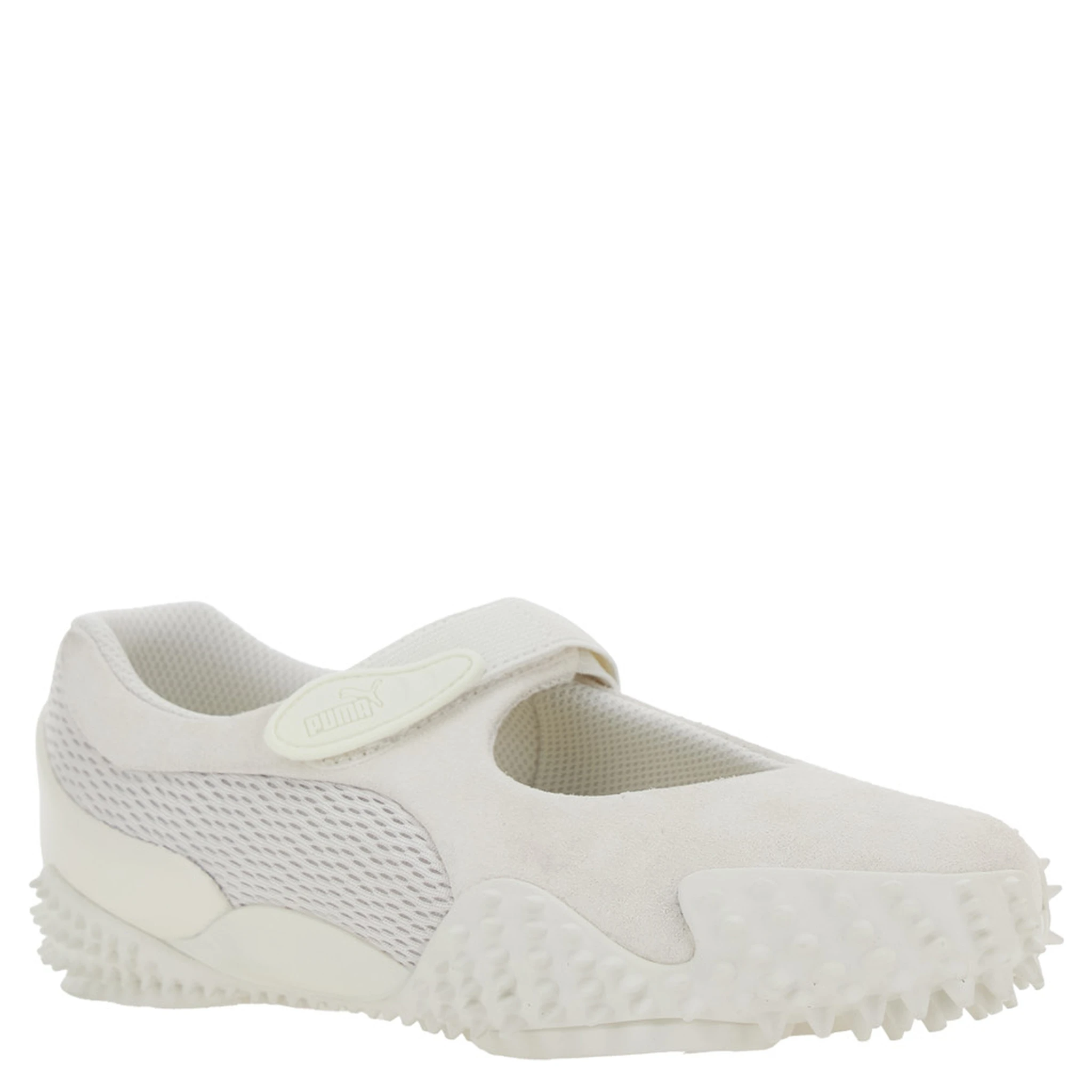Mostro Fey White Sneakers with Touch-Strap Closure and Rubber Sole with Cleats in Suede and Mesh Man