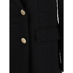 Black Double-Breasted Jacket with Golden Buttons in Cady Woman
