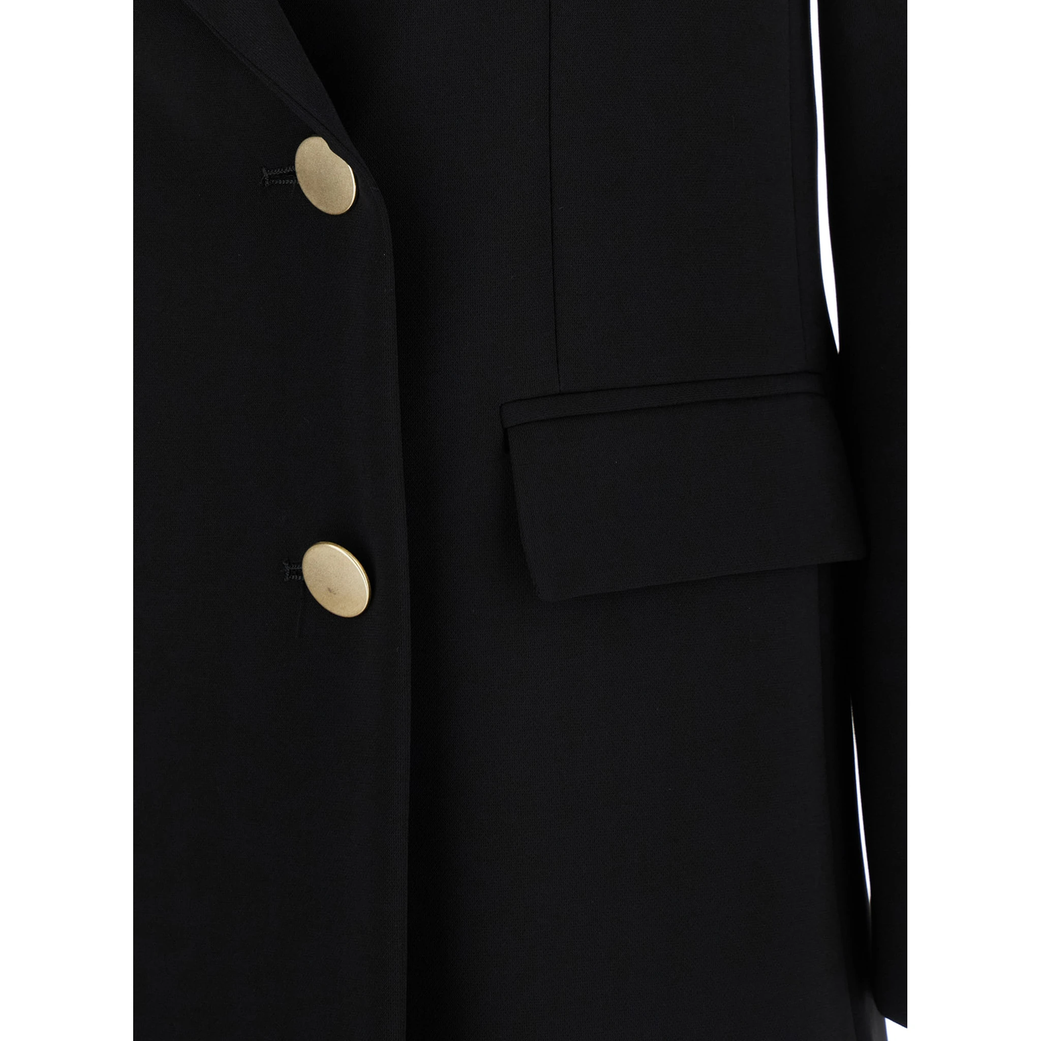 Black Double-Breasted Jacket with Golden Buttons in Cady Woman