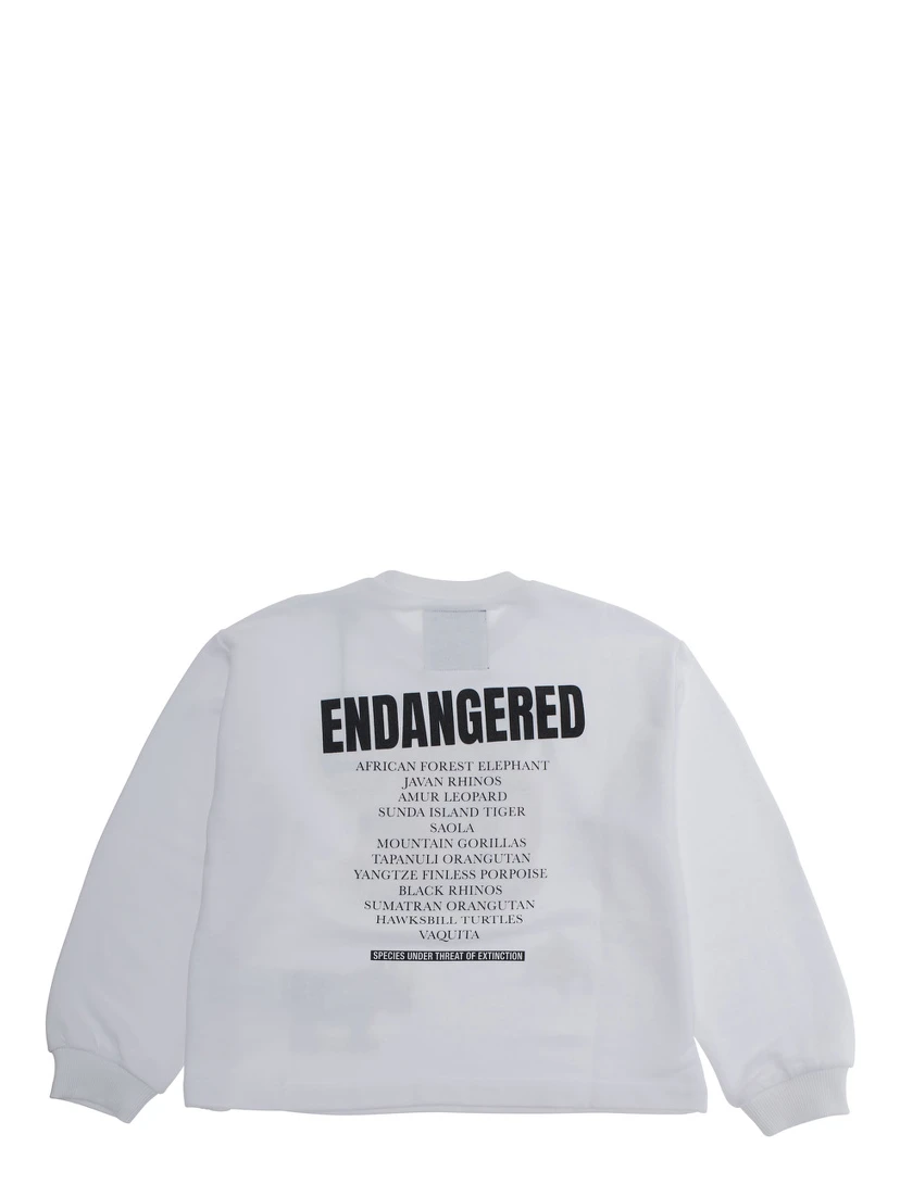 White Sweatshirt with Logo Print on Front and Rear in Cotton Boy