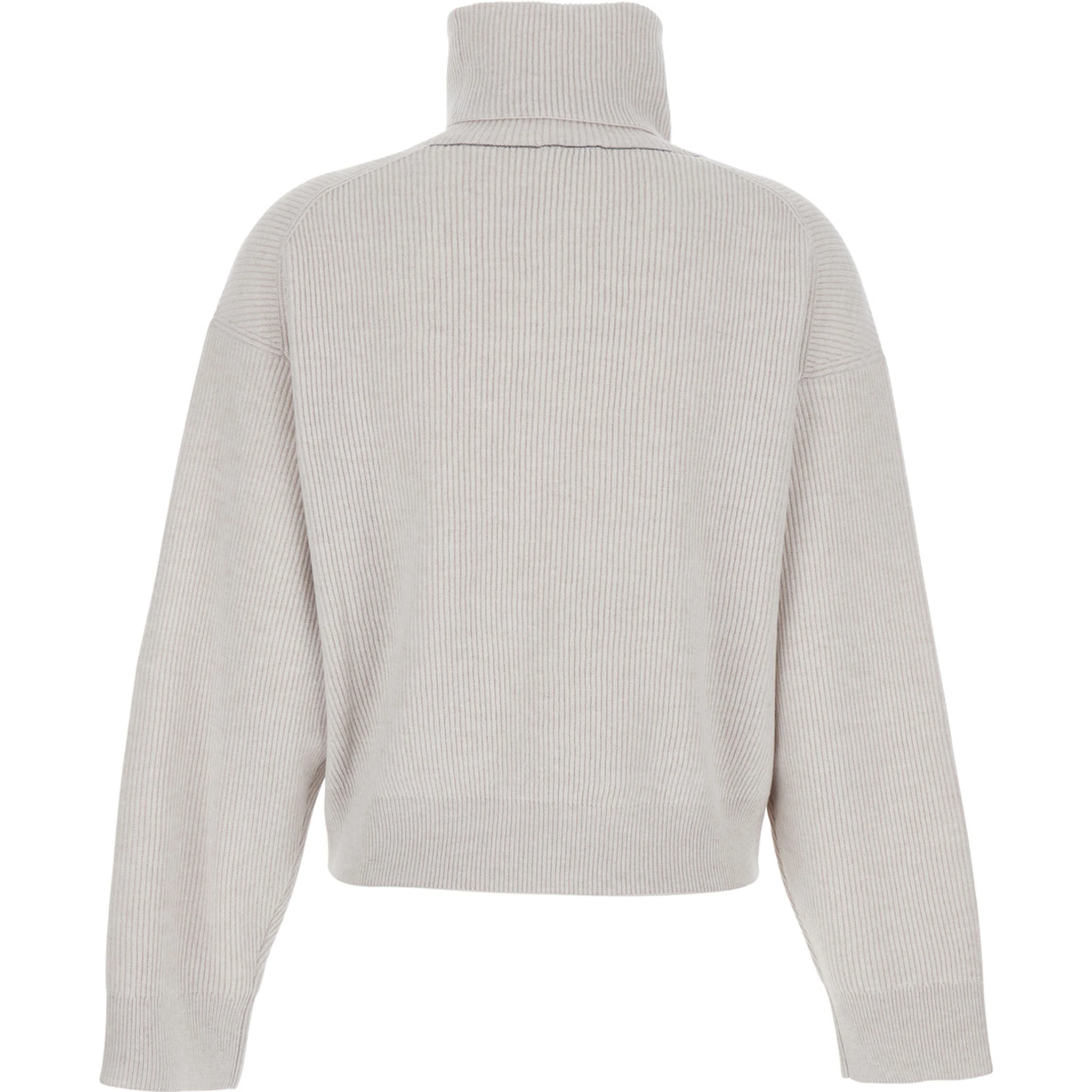 Grey Turtleneck Knit Sweater in Cashmere Woman