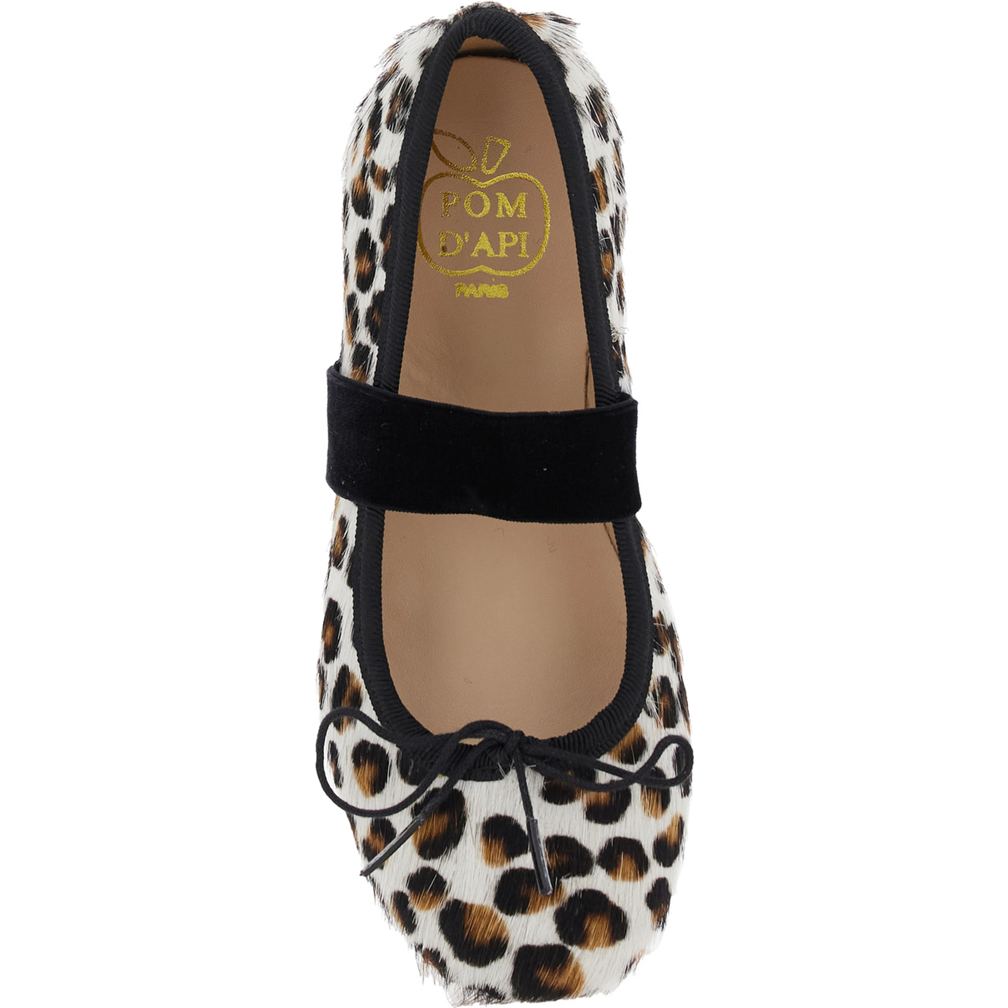 Multicolor Ballet Shoes with Adjustable Strap Closure and All-Over Leopard Motif in Fabric Girl