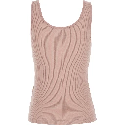 Pink Sleeveless Top with Logo Embroidery on the Front in Cotton Woman