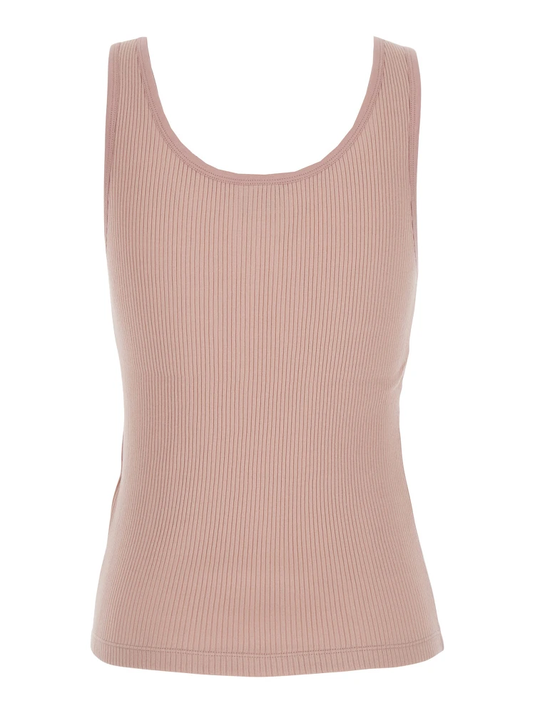 Pink Sleeveless Top with Logo Embroidery on the Front in Cotton Woman alternative
