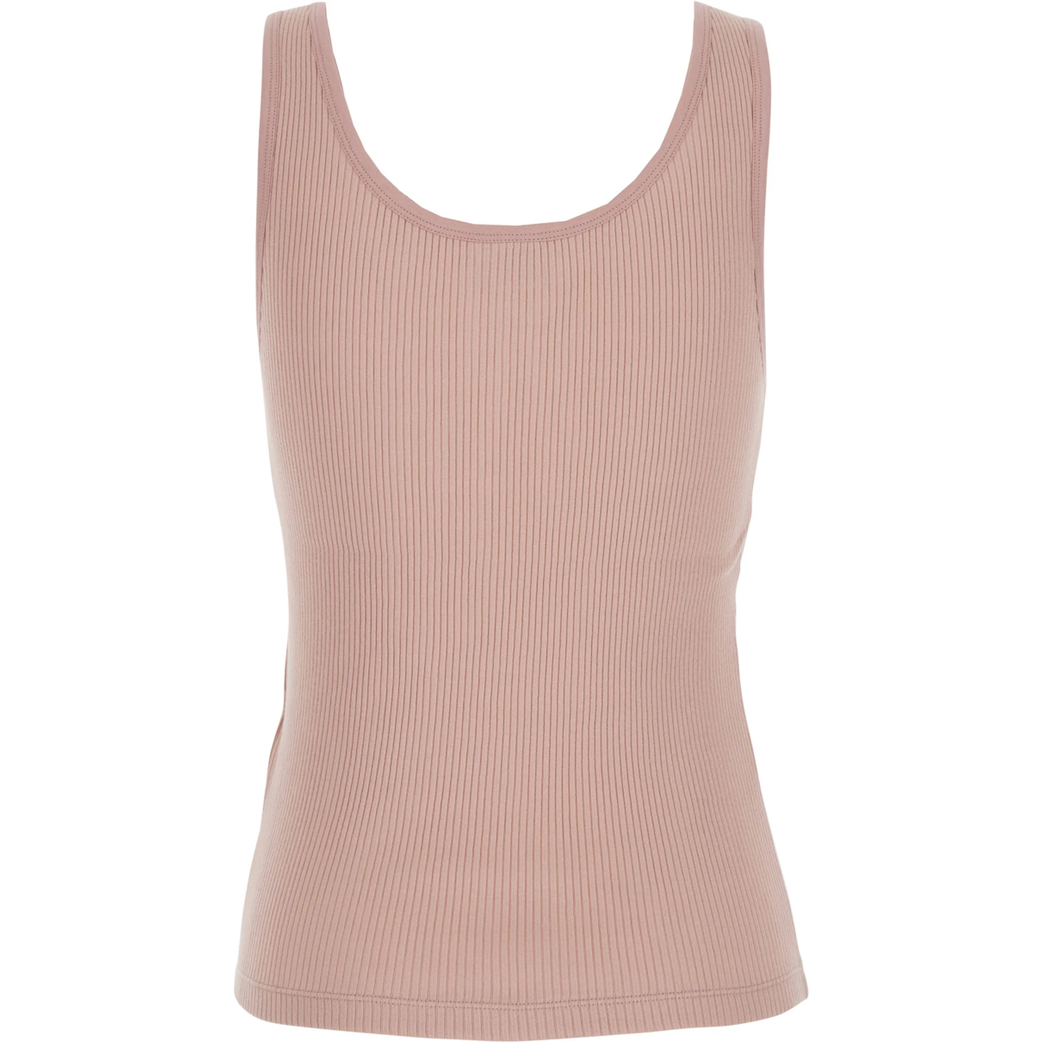 Pink Sleeveless Top with Logo Embroidery on the Front in Cotton Woman