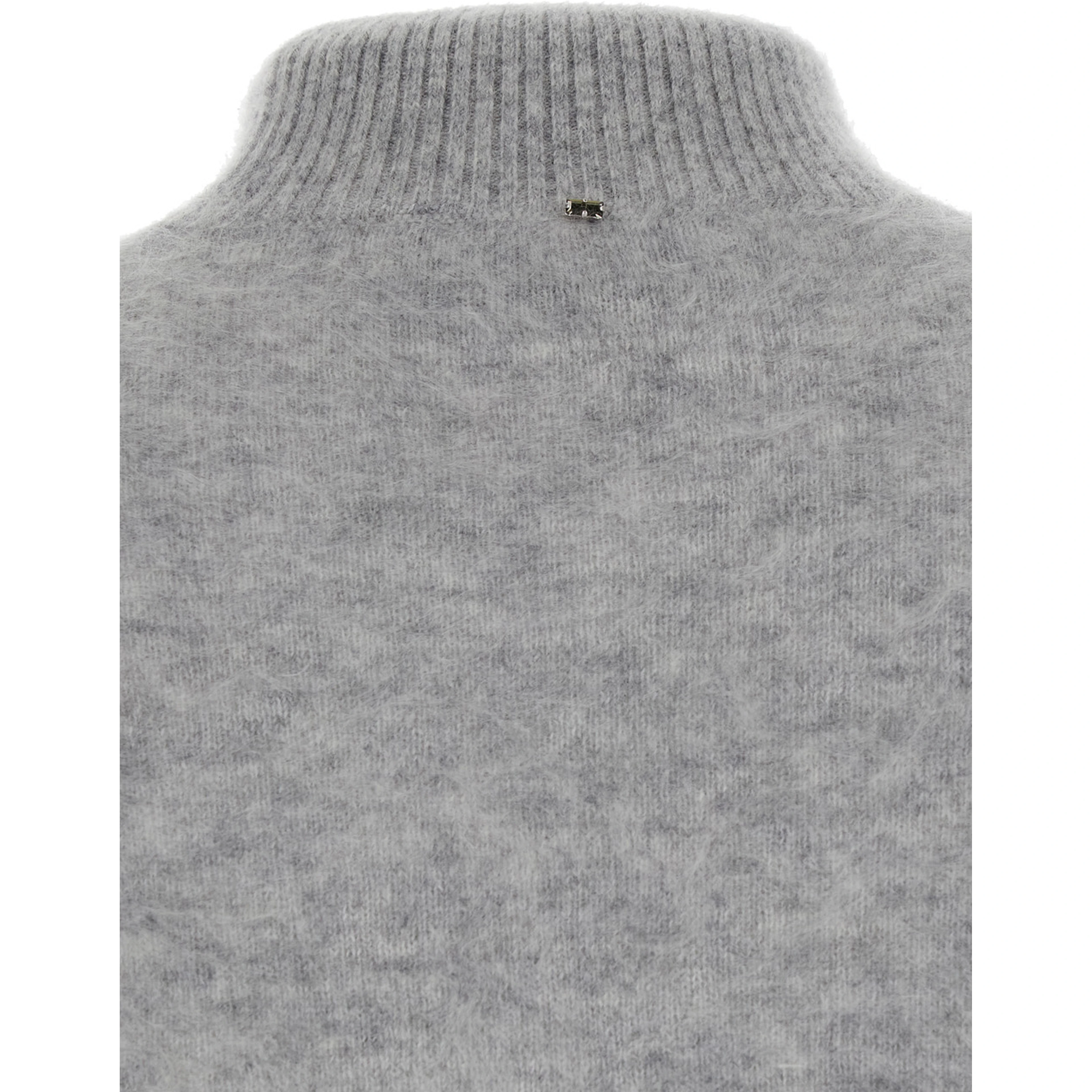 Gubbio Grey Cropped Sweater with High Neck in Cashmere Woman