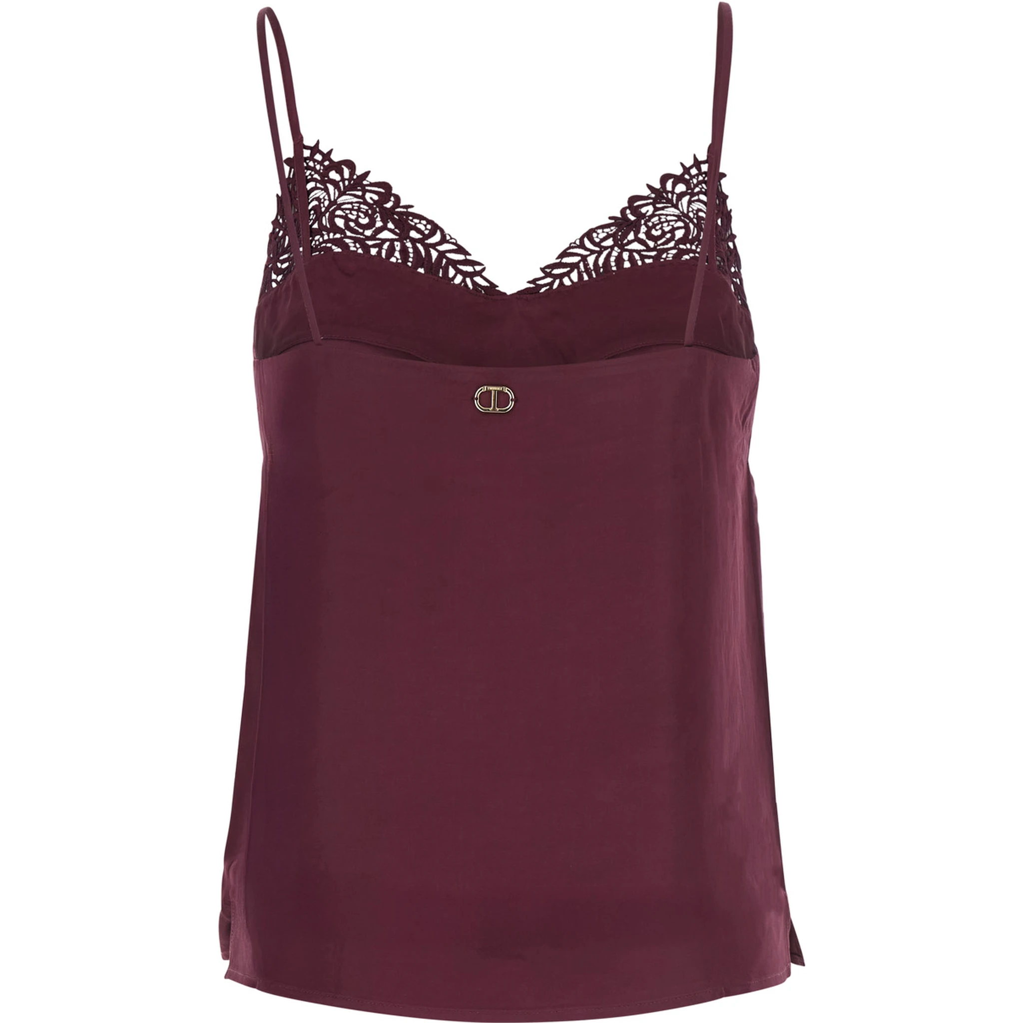Bordeaux Top with Thin Strap and Logo Plaque on the Back in Fabric Woman