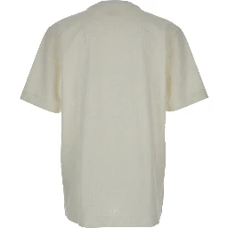 White Crewneck T-Shirt with Tone-on-Tone All-Over FF Motif in Cotton Man