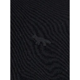 Black Crew Neck Sweater with Fox Patch on the Front in Wool Man