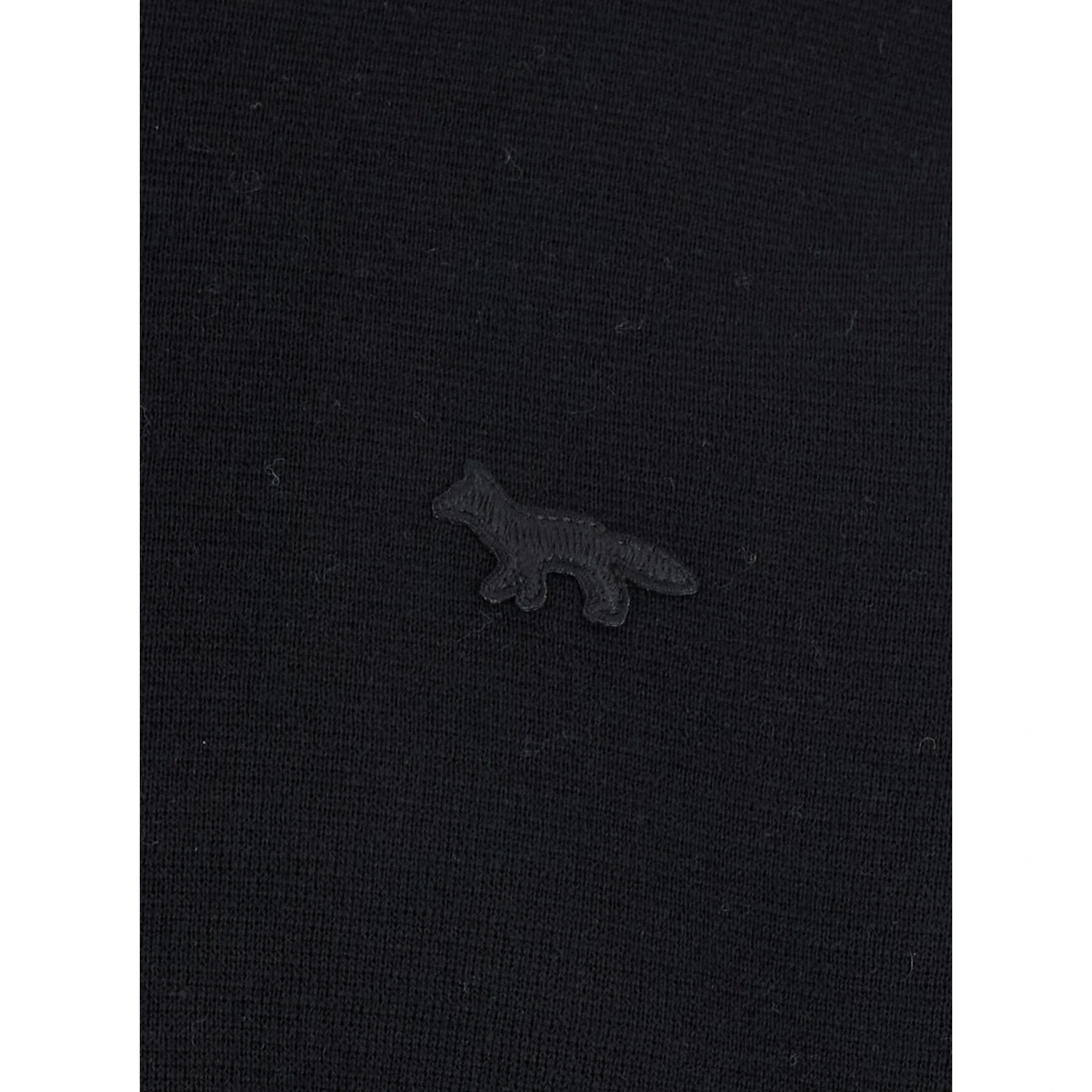 Black Crew Neck Sweater with Fox Patch on the Front in Wool Man