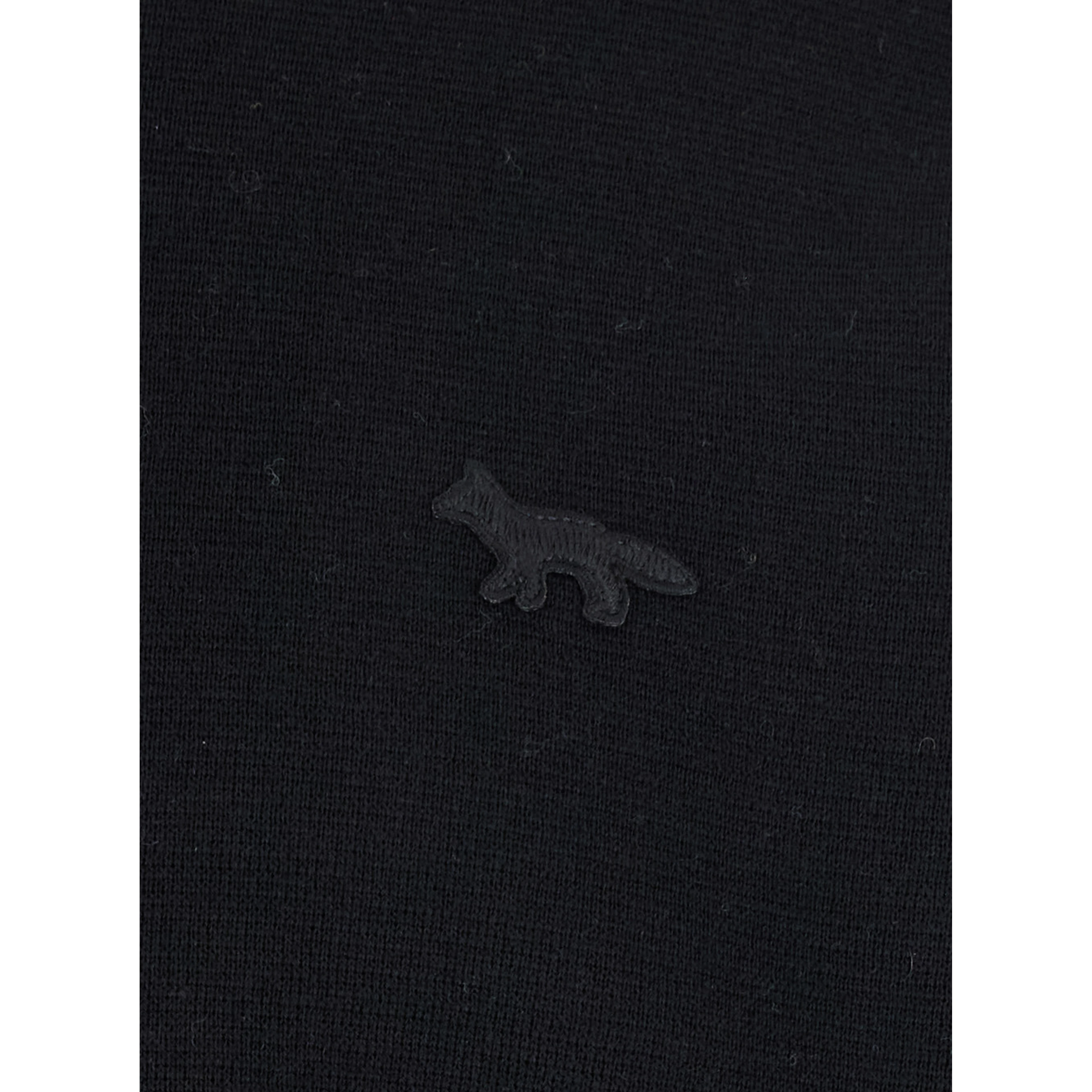Black Crew Neck Sweater with Fox Patch on the Front in Wool Man