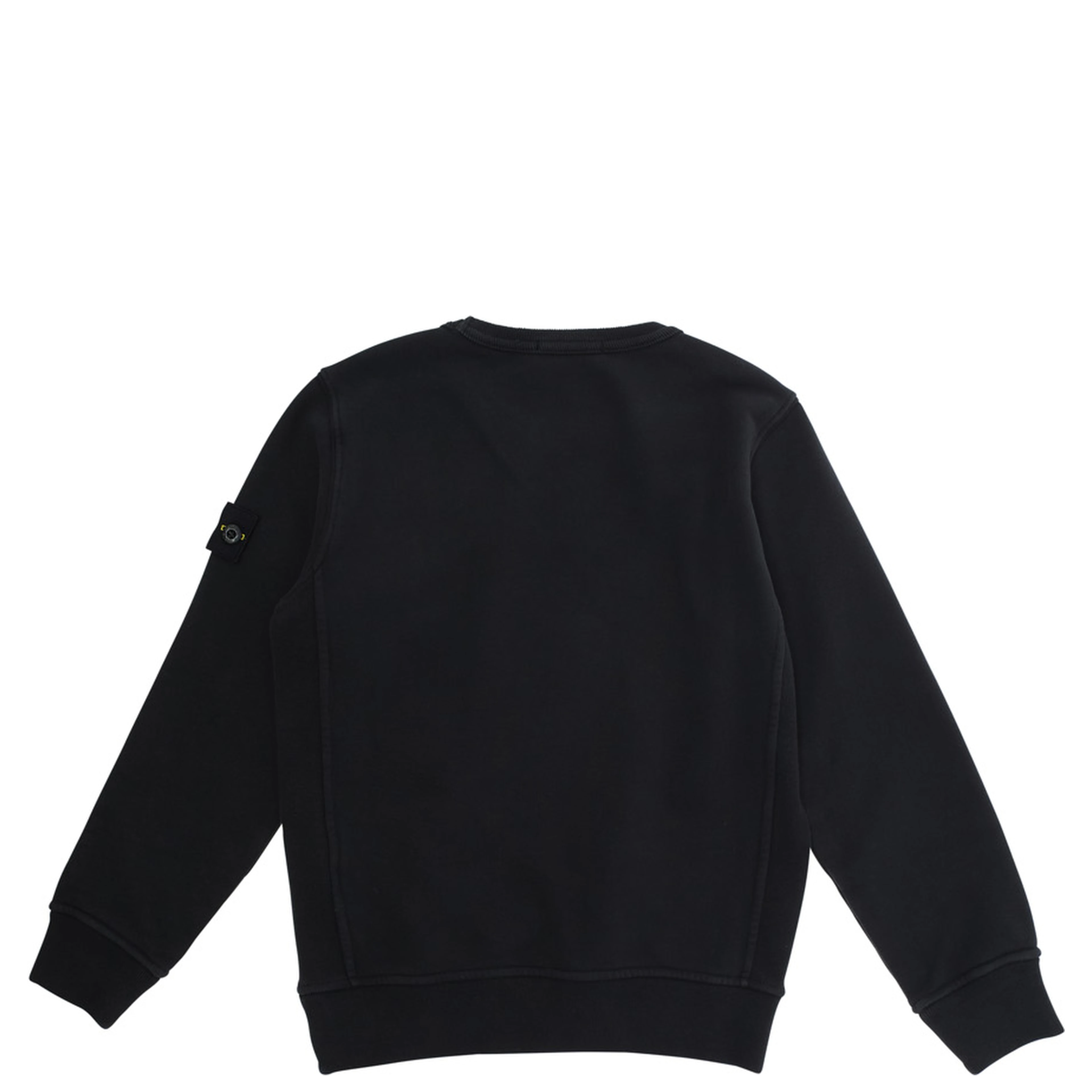 Black Crewneck Sweatshirt with Logo Patch on the Sleeve in Cotton Boy
