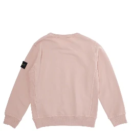 Pink Crewneck Sweatshirt with Logo Patch on the Sleeve in Cotton Boy