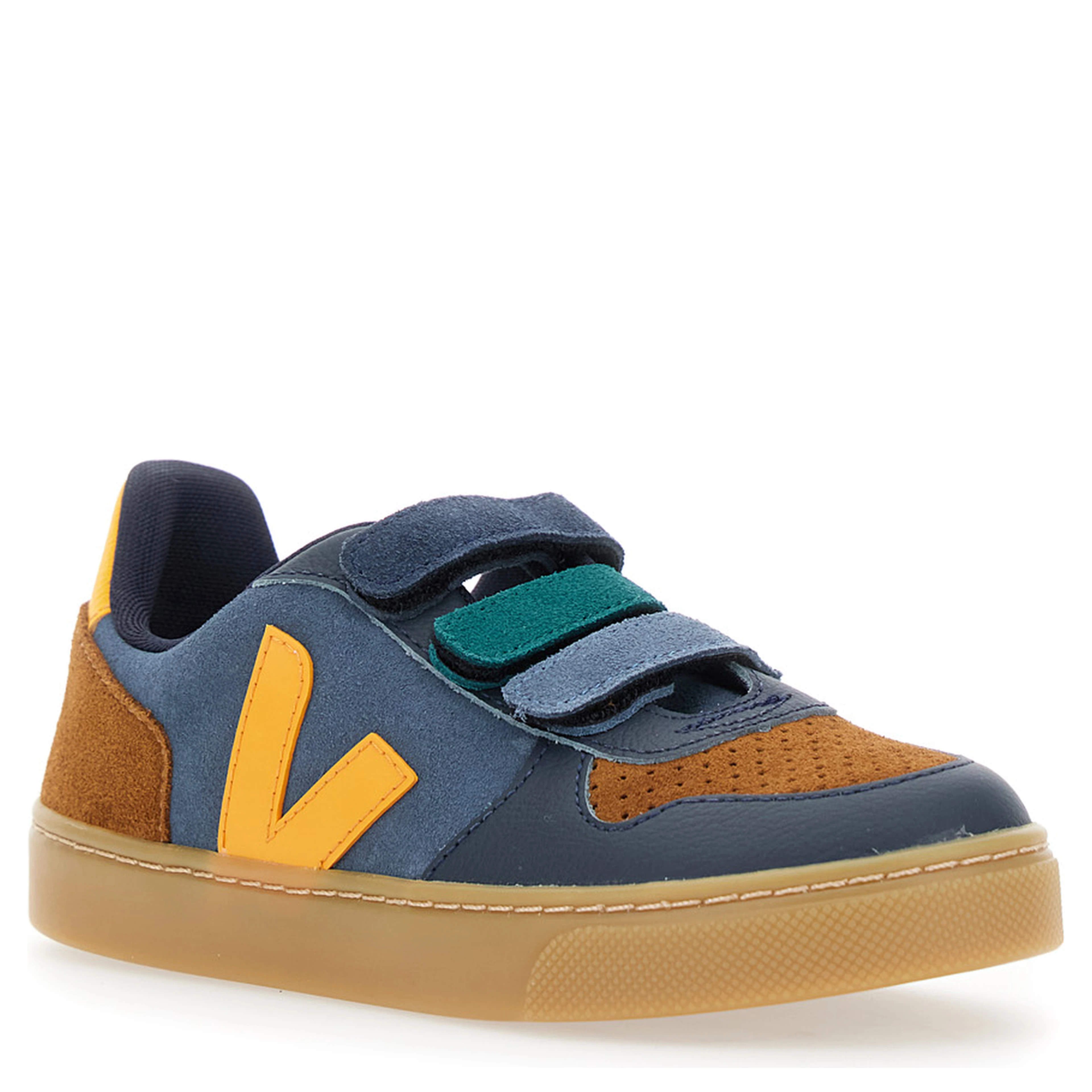 V-10 Multicolor Low Top Sneakers with Logo Patch on the Side and Logo Lettering on the Heel in Suede Boy