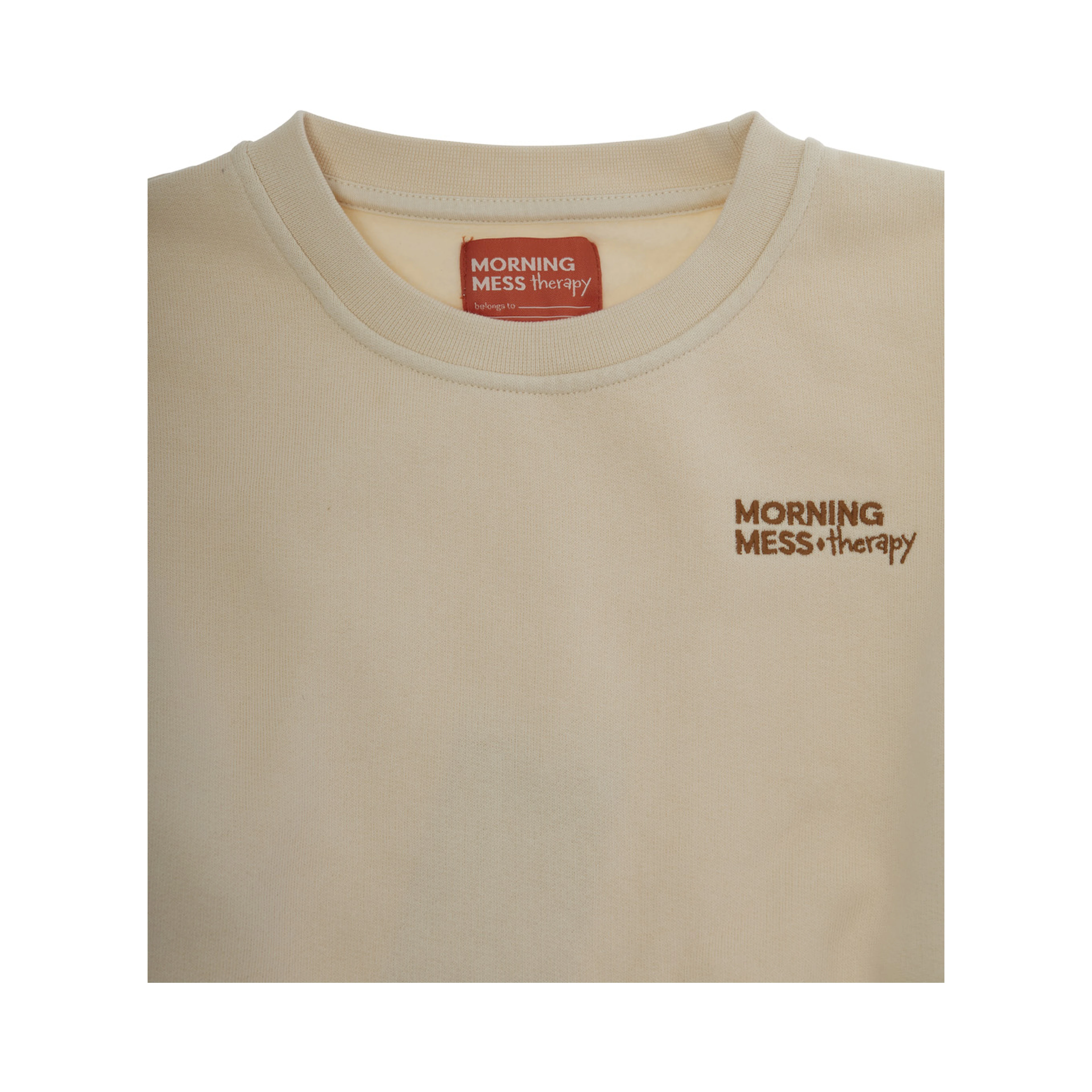 White Mati Crewneck Sweatshirt with Embroidery on the Sleeve and Logo Lettering on the Front in Cotton Girl