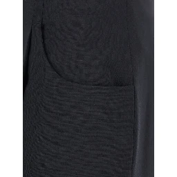 Black Pants with Front Pences and Wide Leg in Wool Woman