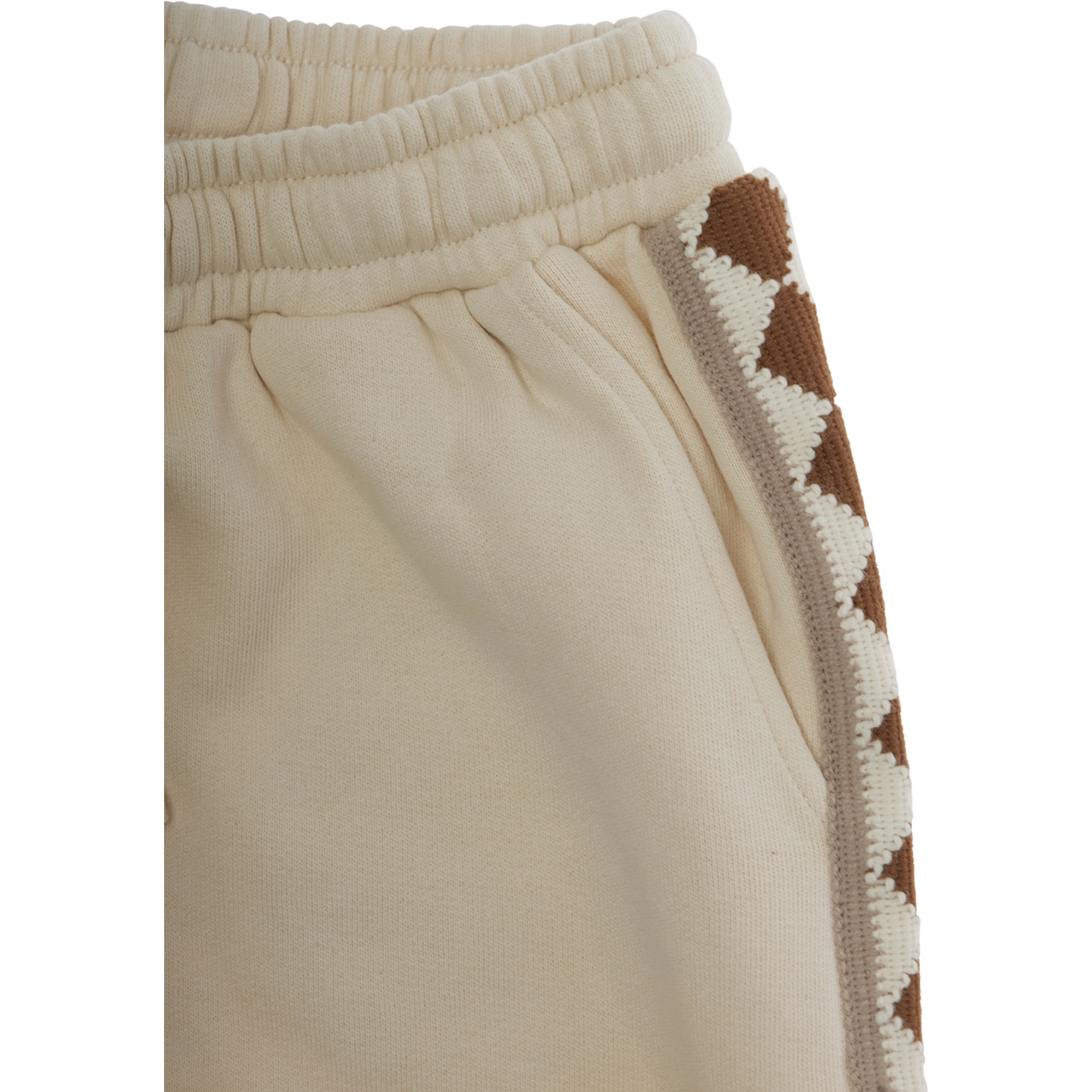 Gio White Pants with Elastic Drawstring Waist and Embroidery on the Side in Cotton Girl
