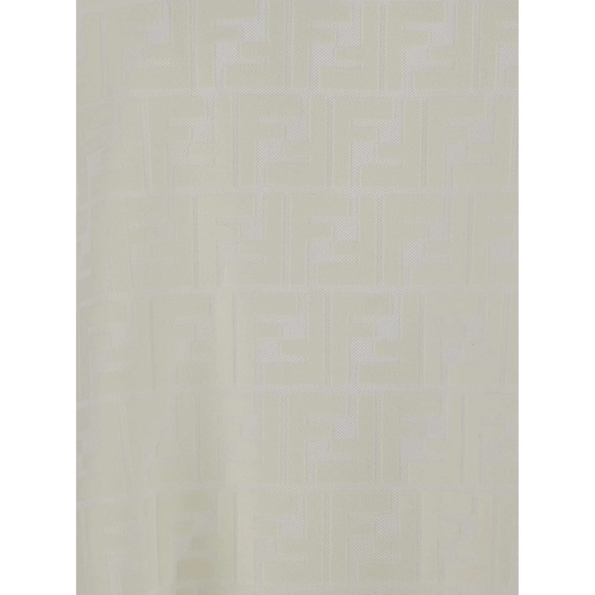 White Crewneck T-Shirt with Tone-on-Tone All-Over FF Motif in Cotton Man