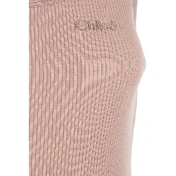 Pink Sleeveless Top with Logo Embroidery on the Front in Cotton Woman