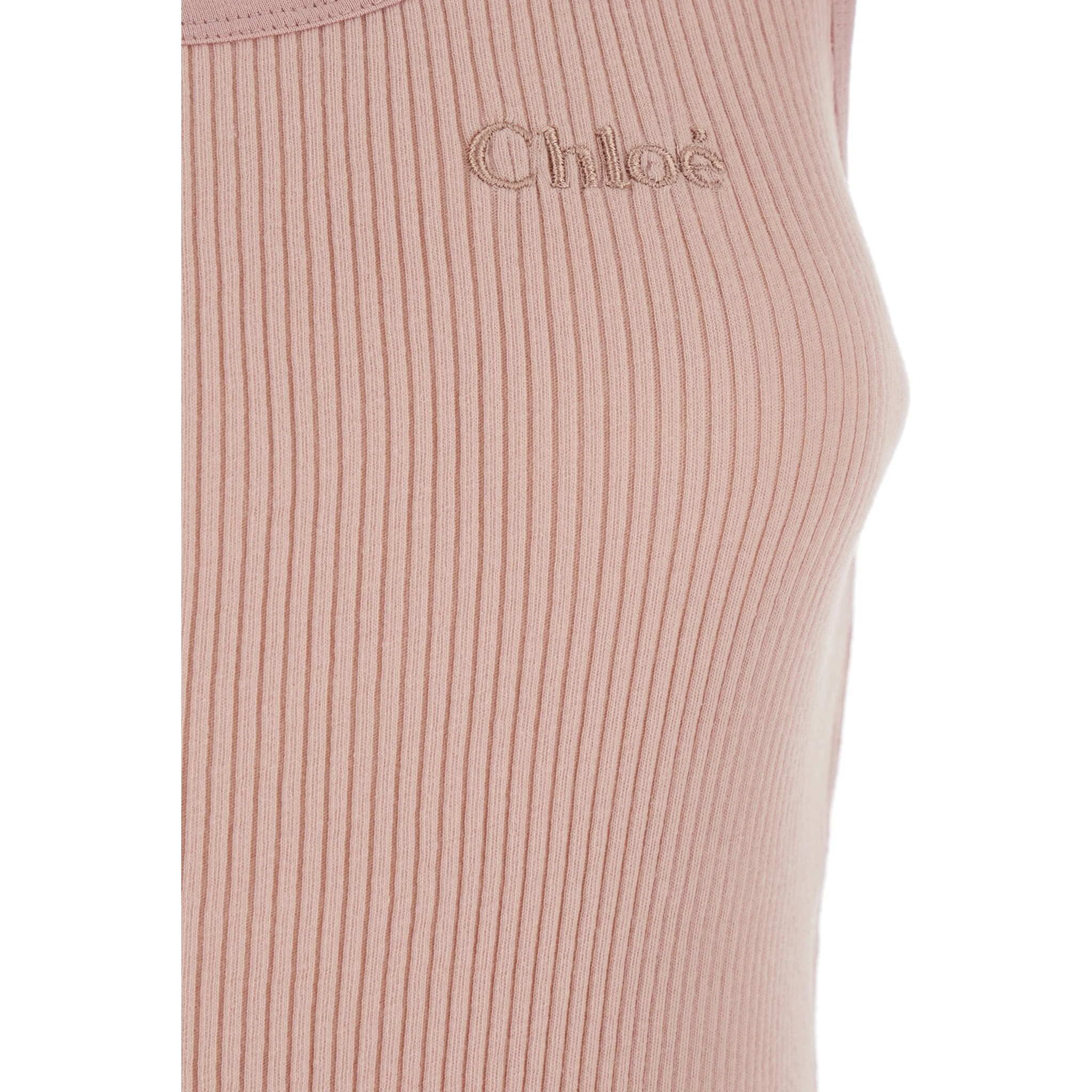 Pink Sleeveless Top with Logo Embroidery on the Front in Cotton Woman