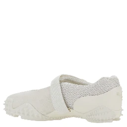 Mostro Fey White Sneakers with Touch-Strap Closure and Rubber Sole with Cleats in Suede and Mesh Man