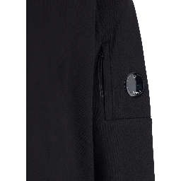 Black Crew Neck Sweater with Logo Patch Applied on the Sleeve in Cotton Man