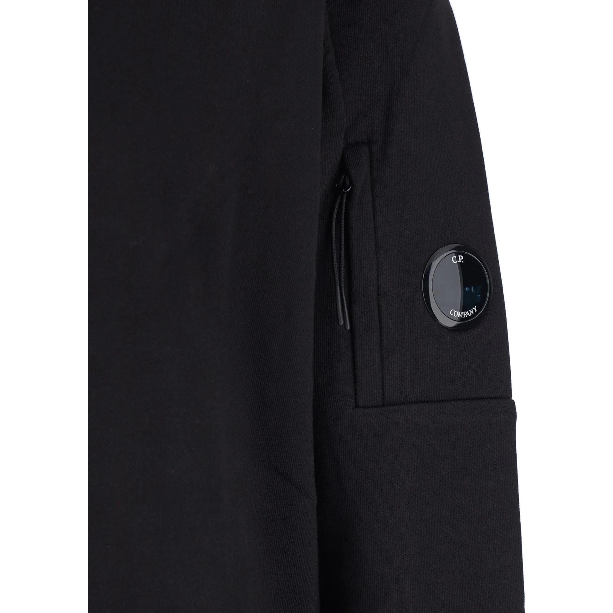 Black Crew Neck Sweater with Logo Patch Applied on the Sleeve in Cotton Man