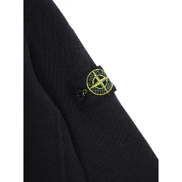 Black Crewneck Sweatshirt with Logo Patch on the Sleeve in Cotton Boy