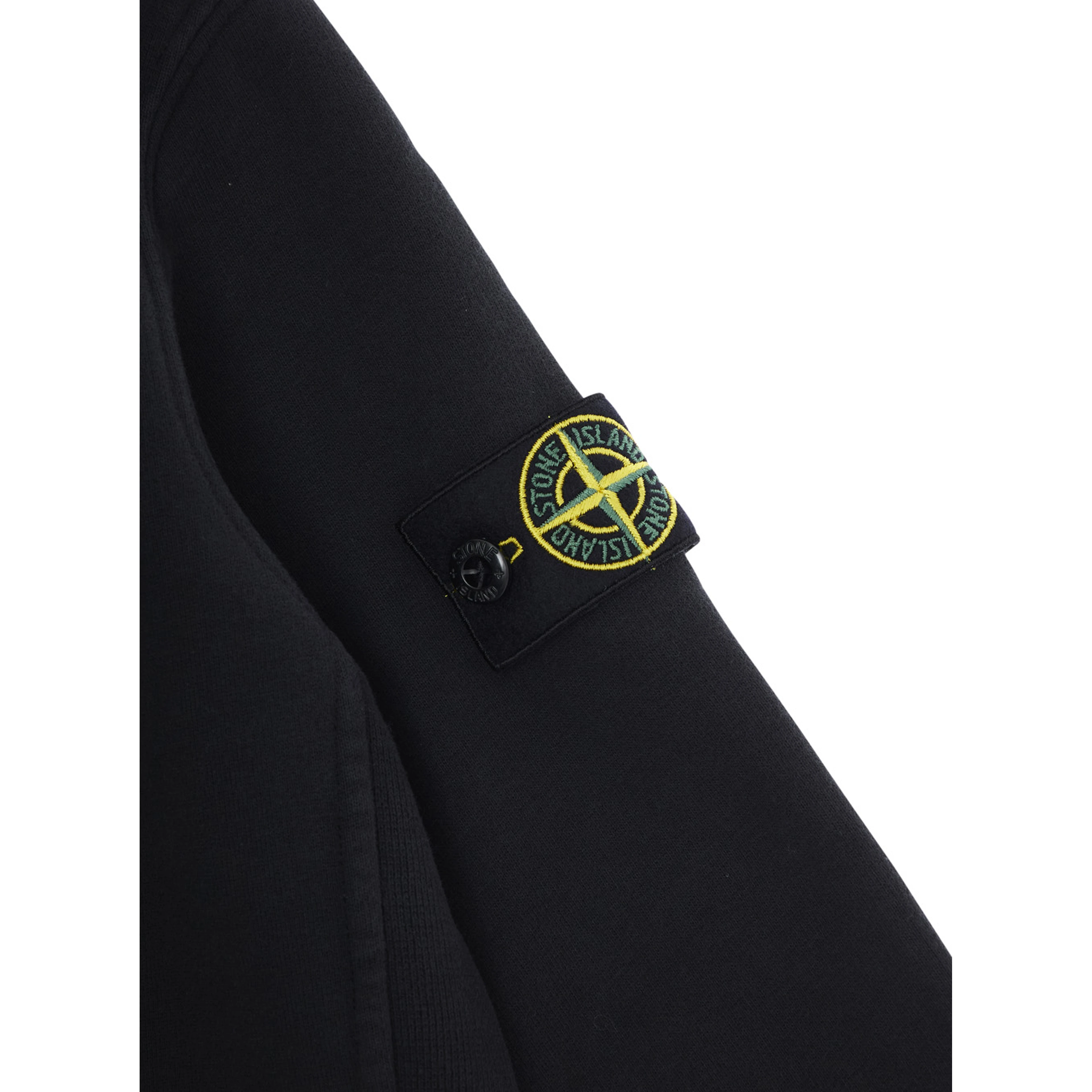 Black Crewneck Sweatshirt with Logo Patch on the Sleeve in Cotton Boy