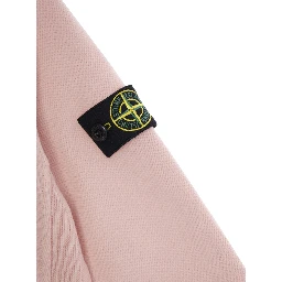Pink Crewneck Sweatshirt with Logo Patch on the Sleeve in Cotton Boy
