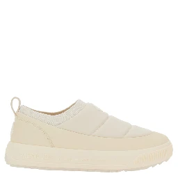Monpulse White Low Top Sneakers with Logo Patch on the Front in Tech Fabric Man