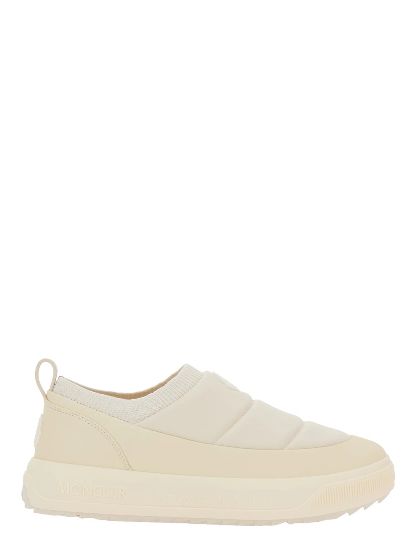 Monpulse White Low Top Sneakers with Logo Patch on the Front in Tech Fabric Man