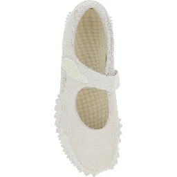 Mostro Fey White Sneakers with Touch-Strap Closure and Rubber Sole with Cleats in Suede and Mesh Man
