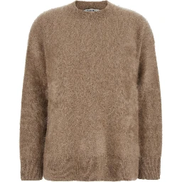 Dante Beige Crewneck Sweater with Ribbed Trims in Cashmere Woman