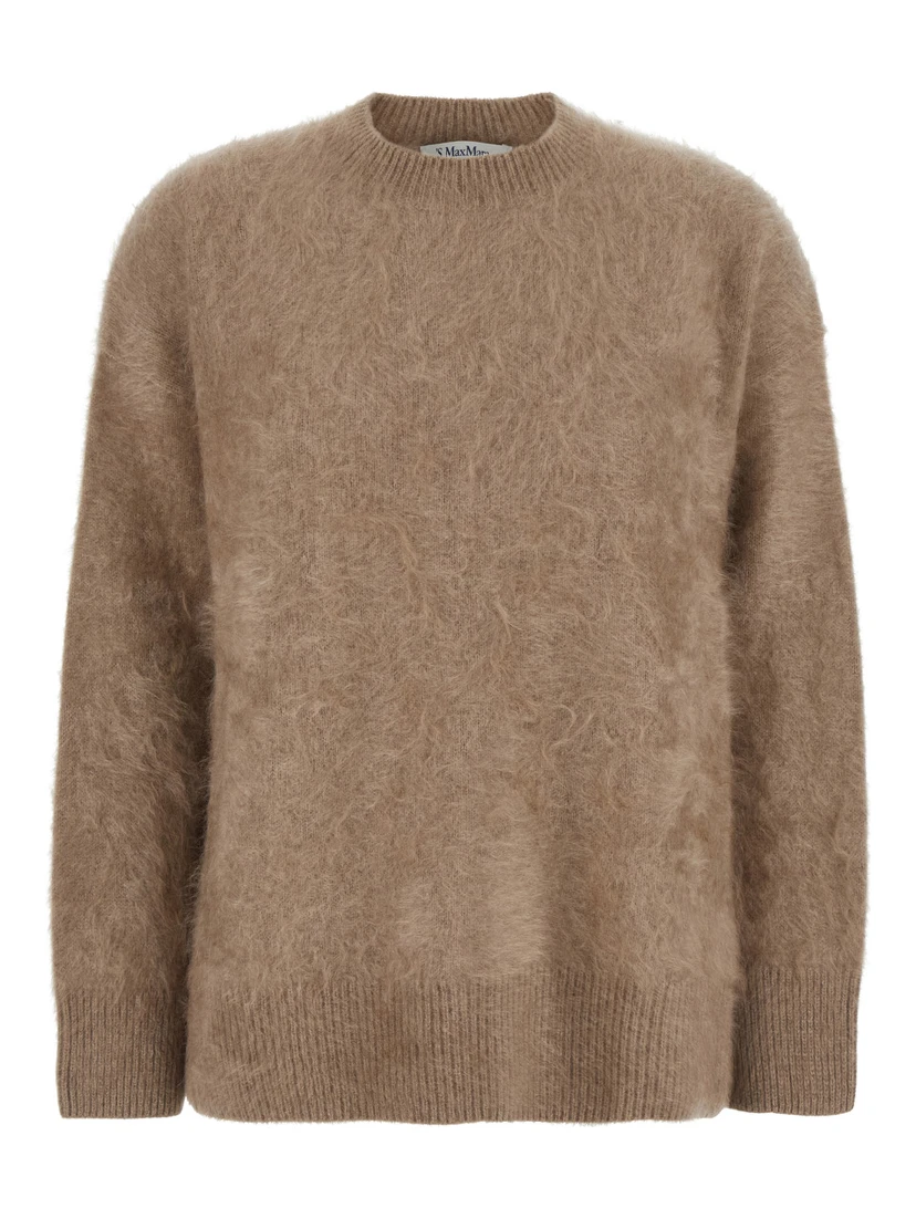 Dante Beige Crewneck Sweater with Ribbed Trims in Cashmere Woman
