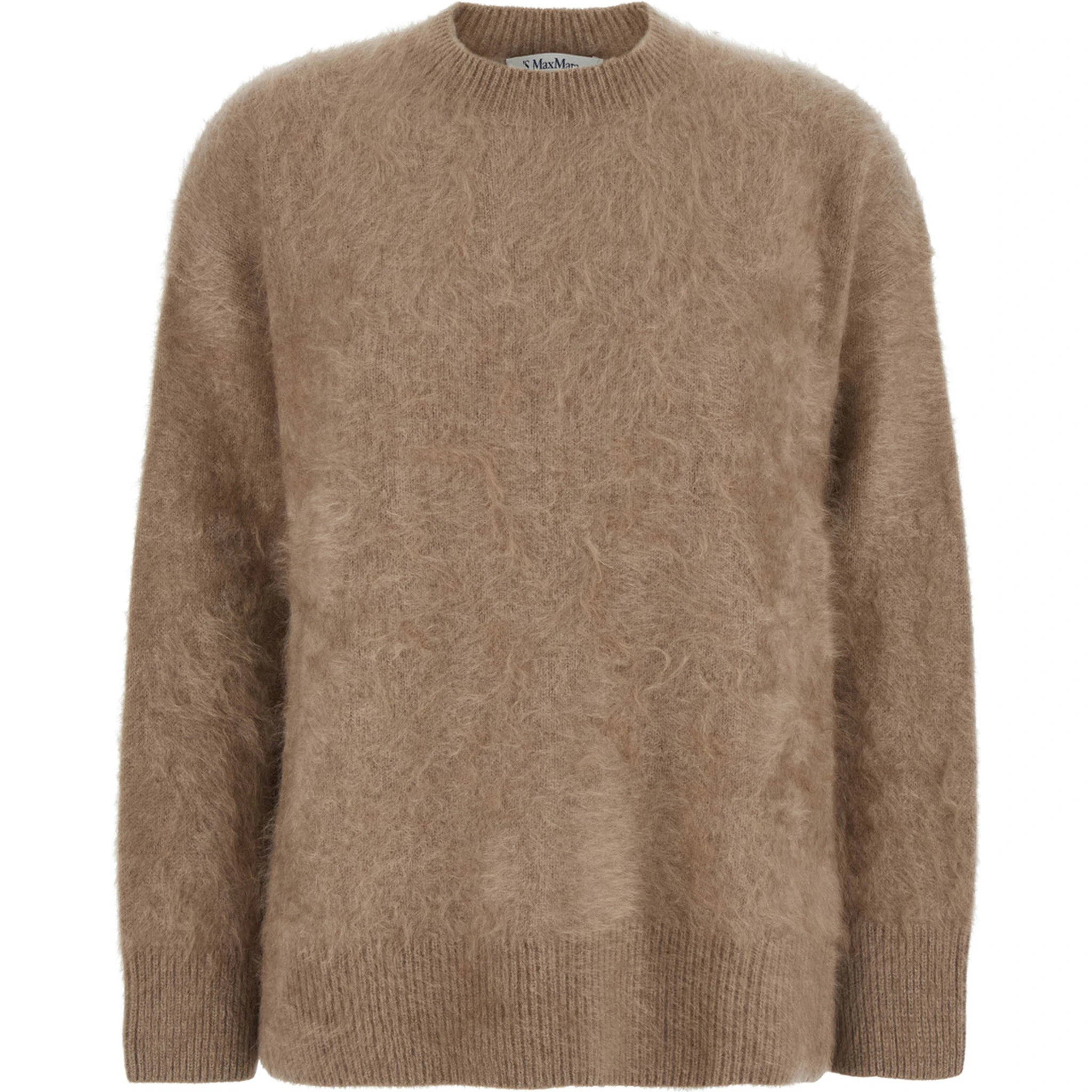 Dante Beige Crewneck Sweater with Ribbed Trims in Cashmere Woman