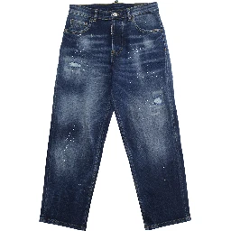 Boss 10 Blue Jeans with Logo Patch on the Rear and Ripped Details in Denim Boy